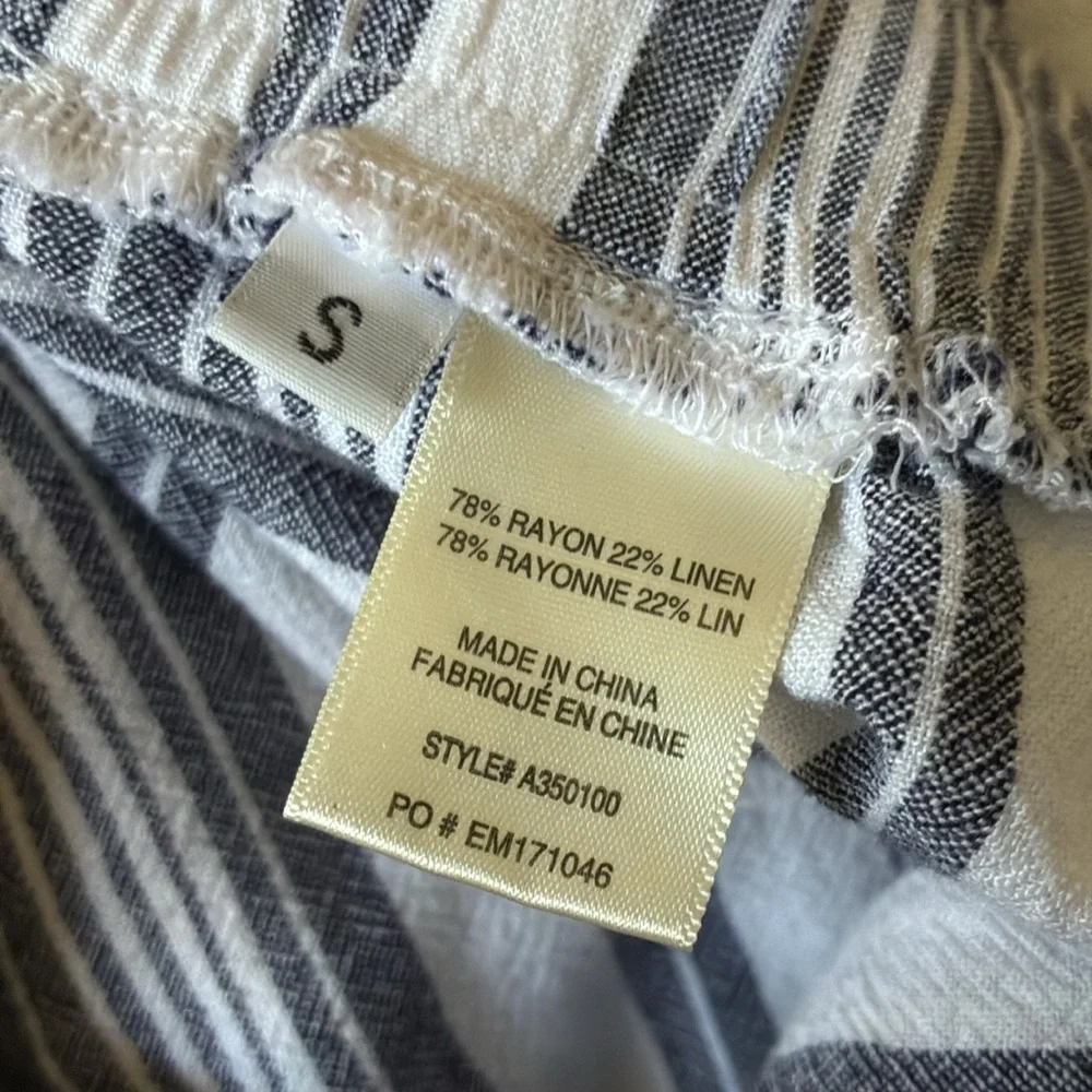 Side Stitch Los Angeles Rayon / Linen Blend Striped Wide Leg Pants Pull On